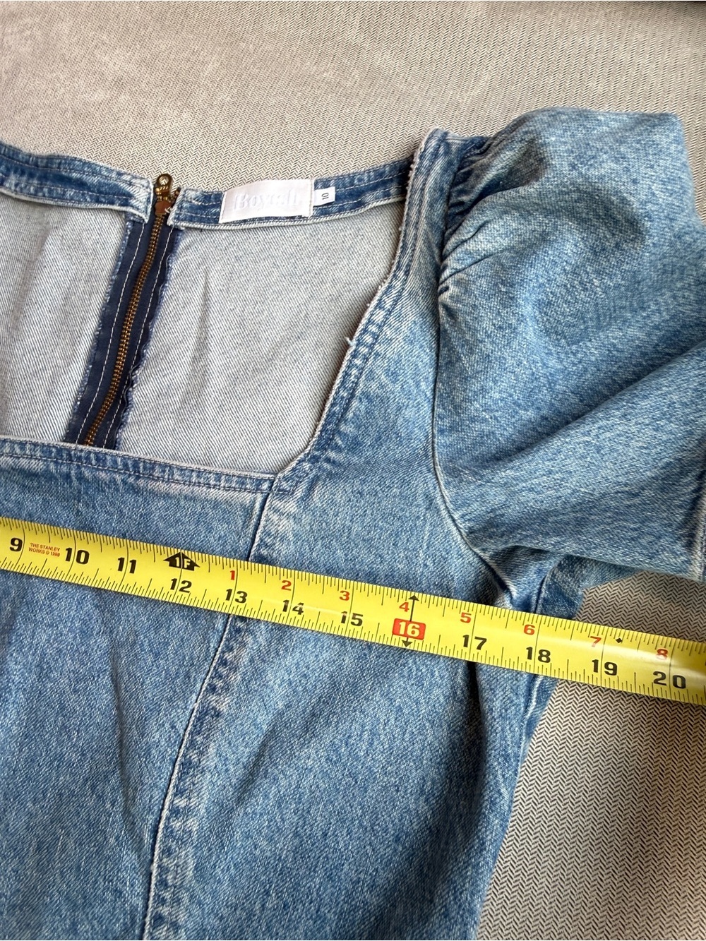 BOYISH Denim Square-Neck Mini Distressed Soft Dress in Light Blue 10 Revolve - Picture 5 of 7